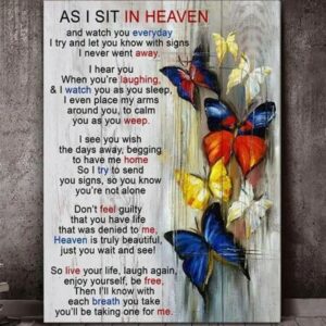 As I Sit In Heaven Butterfly Canvas Wall Decor