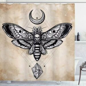 Black and White Skull Butterfly Shower Curtain