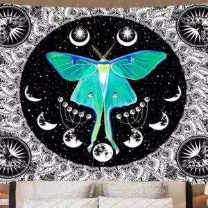 Boho Night Sky Moth Butterfly Tapestry