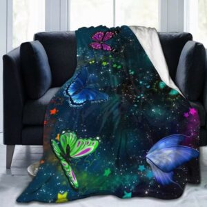 Butterfly in Night Galaxy Blanket