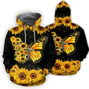 Faith Jesus Butterfly Sunflower 3D Hoodie