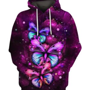 Galaxy Purple Butterfly 3D Hoodie