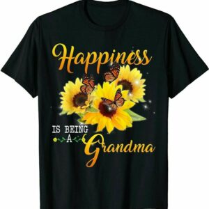 Happiness Is Being A Grandma Butterfly Sunflower T-Shirt