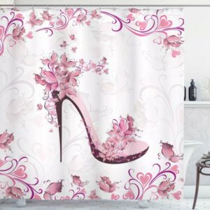 Pink High Heel with Butterfly Shower Curtain