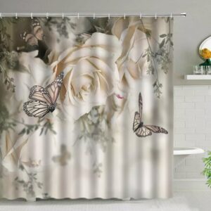 White Rose Butterfly Curtain