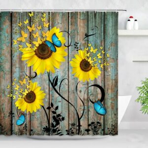 Yellow Sunflower Butterfly Curtain