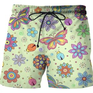 Drawing Flower Butterfly Men Board Short