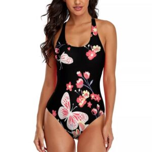 Drawing Red White Butterfly Swimsuit