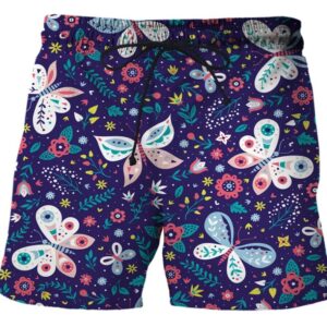 Purple Butterfly Men Board Short