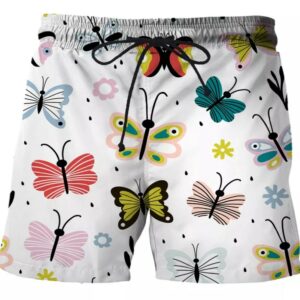 White Butterfly Men Board Short