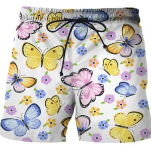 Yellow Pink Blue Butterfly Men Board Short