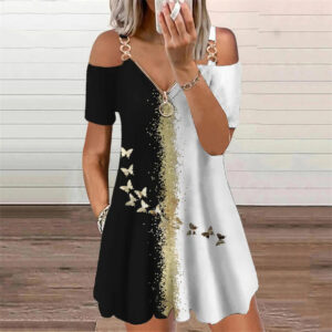 DRESS-02 Butterfly V-Neck Off Shoulder Dress
