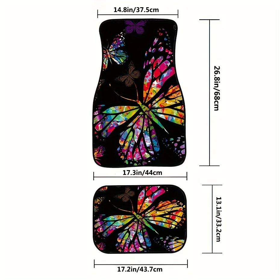 MAT-05 Butterfly Waterproof Car Front & Rear Seat Mats-SIZE